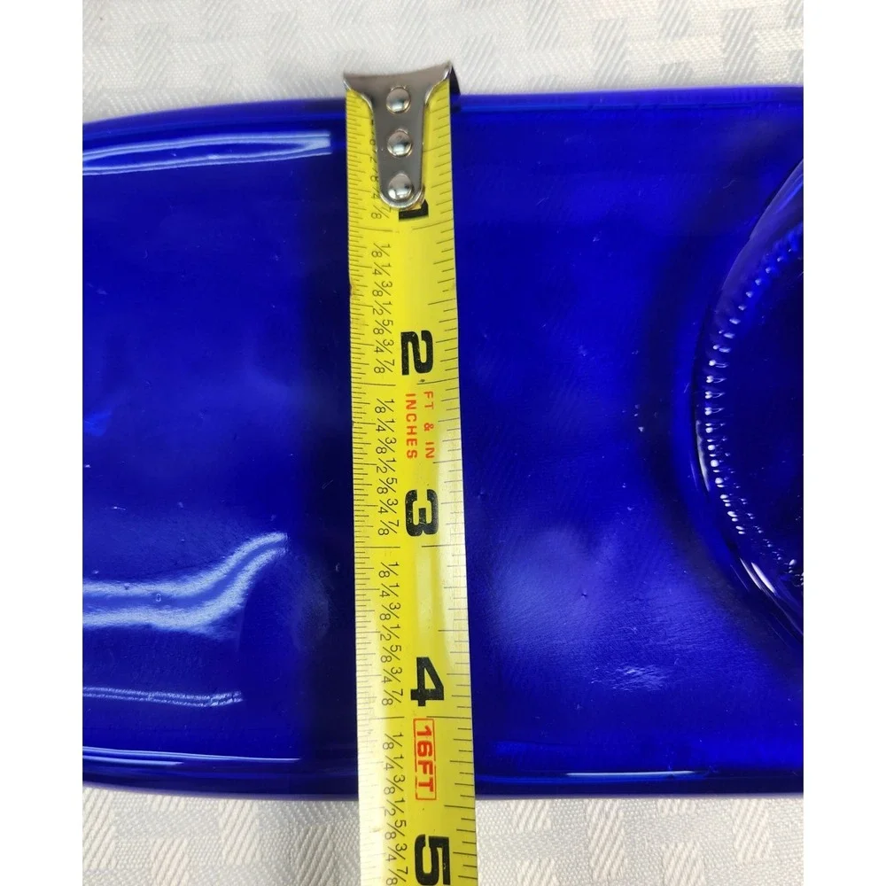 Vintage Cobalt Blue Melted Bottle Spoon Rest / Charcuterie Cheese Board